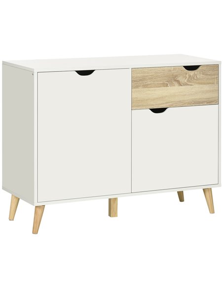 HOMCOM Contemporary Sideboard, Freestanding Storage Cabinet with Drawer, 2 Door Cupboard for Living Room, Hallway, Elegant White - pic 92675 | FastDaddyshop
