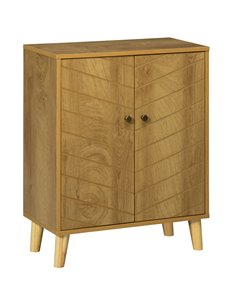 HOMCOM Vintage Storage Cabinet with Double Chevron Doors and Pine Wood Legs, Side Cabinet, Natural Wood Effect 838-355V00ND
