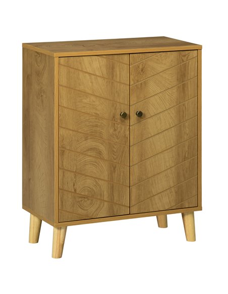 HOMCOM Vintage Storage Cabinet with Double Chevron Doors and Pine Wood Legs, Side Cabinet, Natural Wood Effect 838-355V00ND - pic 92693 | FastDaddyshop