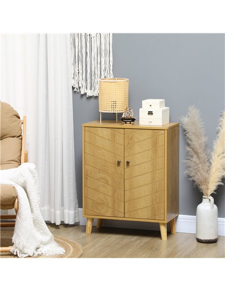 HOMCOM Vintage Storage Cabinet with Double Chevron Doors and Pine Wood Legs, Side Cabinet, Natural Wood Effect 838-355V00ND - pic 92694 | FastDaddyshop