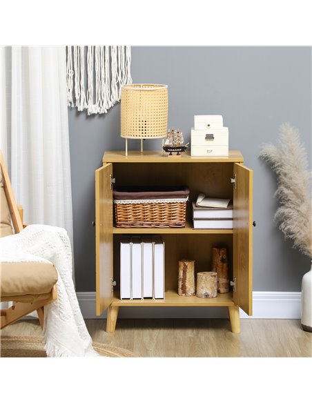HOMCOM Vintage Storage Cabinet with Double Chevron Doors and Pine Wood Legs, Side Cabinet, Natural Wood Effect 838-355V00ND - pic 92699 | FastDaddyshop