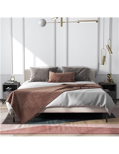 HOMCOM Bedside Cabinets: Dual Nightstands with Drawer & Shelf, Steel Legs for Living & Bedroom, Charcoal Grey 831-P070