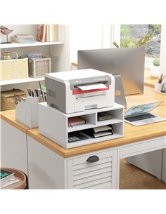HOMCOM Three-Compartment Printer Storage Cabinet - White 924-087V00WT 2