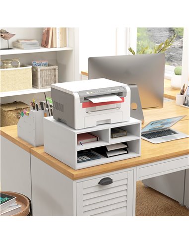 HOMCOM Three-Compartment Printer Storage Cabinet - White 924-087V00WT