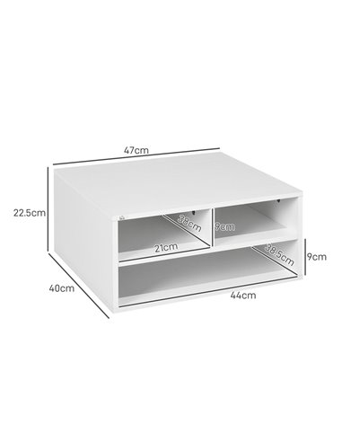 HOMCOM Three-Compartment Printer Storage Cabinet - White 924-087V00WT