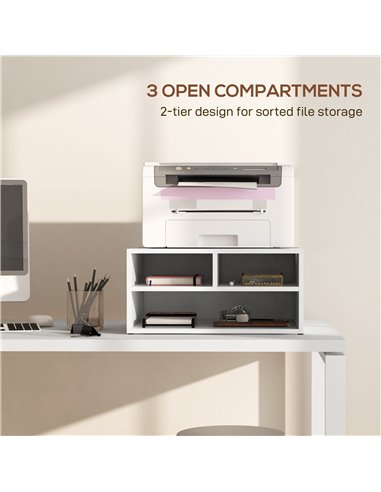 HOMCOM Three-Compartment Printer Storage Cabinet - White 924-087V00WT