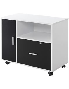 HOMCOM Filing Cabinet w/ Lockable Drawer, Mobile File Cabinet w/ 4 Wheels & Shelf, Printer Stand for Hanging A4 & Letter Sized F