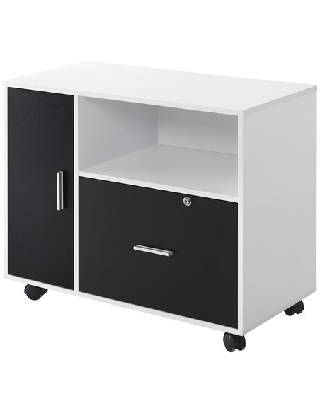 HOMCOM Filing Cabinet w/ Lockable Drawer, Mobile File Cabinet w/ 4 Wheels & Shelf, Printer Stand for Hanging A4 & Letter Sized F - pic 92738 | FastDaddyshop