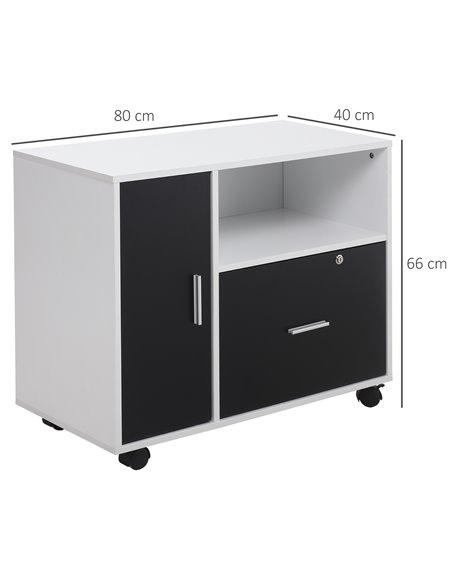 HOMCOM Filing Cabinet w/ Lockable Drawer, Mobile File Cabinet w/ 4 Wheels & Shelf, Printer Stand for Hanging A4 & Letter Sized F - pic 92740 | FastDaddyshop