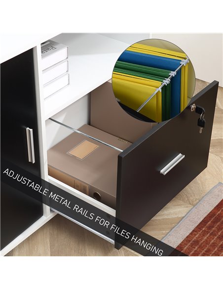 HOMCOM Filing Cabinet w/ Lockable Drawer, Mobile File Cabinet w/ 4 Wheels & Shelf, Printer Stand for Hanging A4 & Letter Sized F - pic 92741 | FastDaddyshop