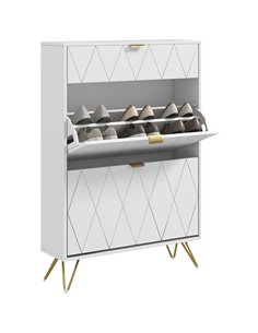 HOMCOM Two Flip Drawer Narrow Shoe Cabinet - White 837-479V00WT