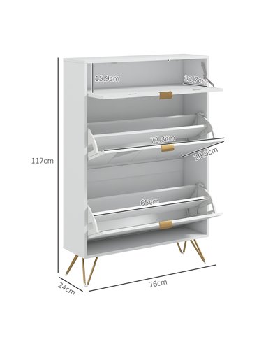 HOMCOM Two Flip Drawer Narrow Shoe Cabinet - White 837-479V00WT
