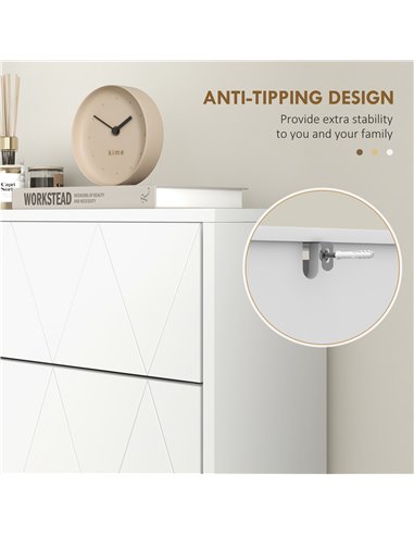 HOMCOM Two Flip Drawer Narrow Shoe Cabinet - White 837-479V00WT