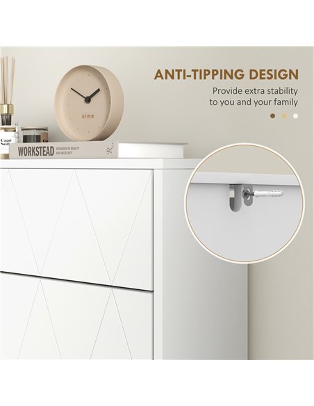 HOMCOM Two Flip Drawer Narrow Shoe Cabinet - White 837-479V00WT - pic 92781 | FastDaddyshop