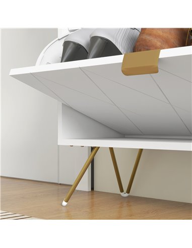 HOMCOM Two Flip Drawer Narrow Shoe Cabinet - White 837-479V00WT