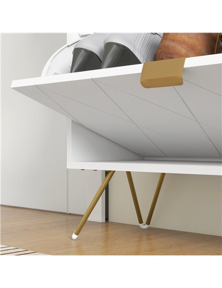 HOMCOM Two Flip Drawer Narrow Shoe Cabinet - White 837-479V00WT - pic 92782 | FastDaddyshop