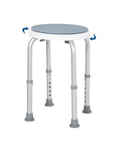 HOMCOM Swivel Shower Seat, Adjustable Height, Aluminium Frame, Non-Slip Feet, Safe Support Chair for Home Assistance, White. 713