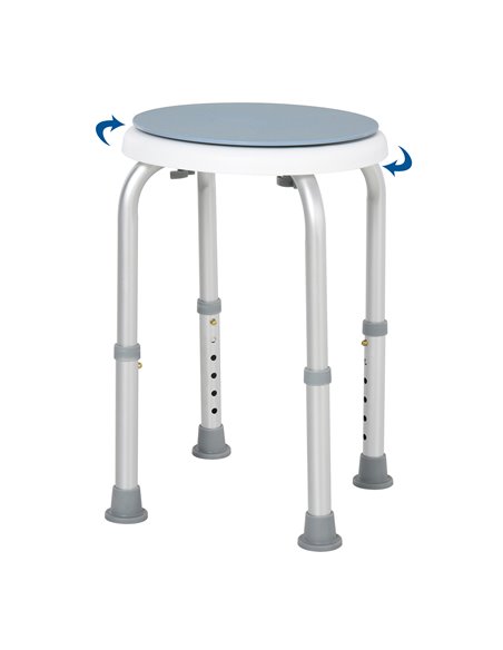 HOMCOM Swivel Shower Seat, Adjustable Height, Aluminium Frame, Non-Slip Feet, Safe Support Chair for Home Assistance, White. 713 - pic 92837 | FastDaddyshop