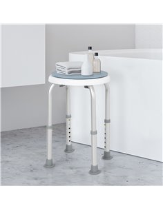 HOMCOM Swivel Shower Seat, Adjustable Height, Aluminium Frame, Non-Slip Feet, Safe Support Chair for Home Assistance, White. 713 2