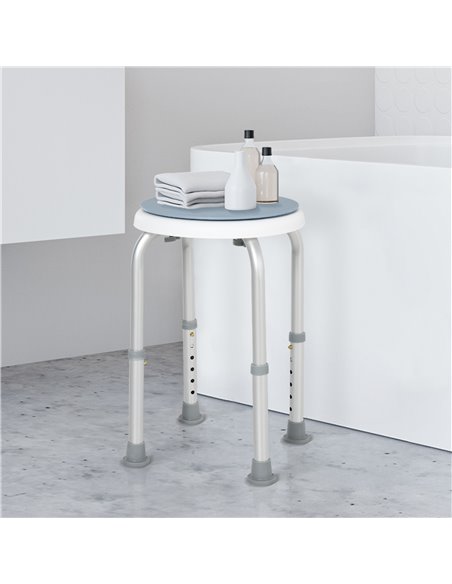 HOMCOM Swivel Shower Seat, Adjustable Height, Aluminium Frame, Non-Slip Feet, Safe Support Chair for Home Assistance, White. 713 - pic 92838 | FastDaddyshop