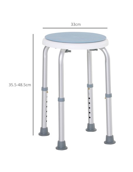 HOMCOM Swivel Shower Seat, Adjustable Height, Aluminium Frame, Non-Slip Feet, Safe Support Chair for Home Assistance, White. 713 - pic 92839 | FastDaddyshop