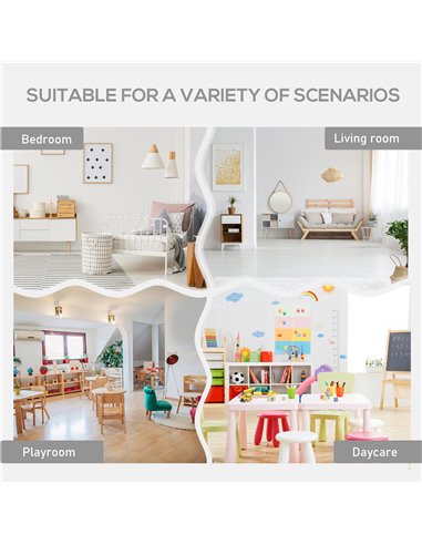 HOMCOM 3 Pcs Kids Table & Chairs Set Mini Seating Furniture Home Playroom w/ Storage Drawers Safe Corners for 2-4 Years old Whit