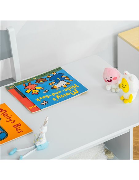 HOMCOM 3 Pcs Kids Table & Chairs Set Mini Seating Furniture Home Playroom w/ Storage Drawers Safe Corners for 2-4 Years old Whit - pic 92863 | FastDaddyshop
