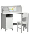 HOMCOM Toddler Activity Station: Table & Chair Set with Dry Erase Top, 2 Piece, Grey 312-089V00GY