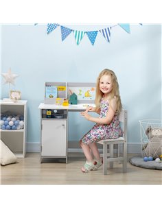 HOMCOM Toddler Activity Station: Table & Chair Set with Dry Erase Top, 2 Piece, Grey 312-089V00GY 2