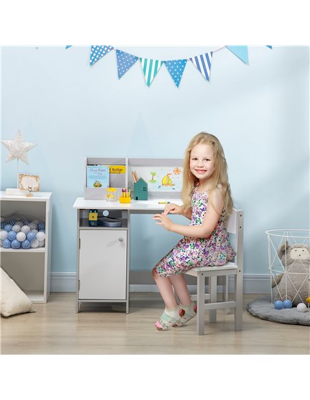HOMCOM Toddler Activity Station: Table & Chair Set with Dry Erase Top, 2 Piece, Grey 312-089V00GY - pic 92865 | FastDaddyshop