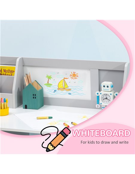 HOMCOM Toddler Activity Station: Table & Chair Set with Dry Erase Top, 2 Piece, Grey 312-089V00GY - pic 92868 | FastDaddyshop