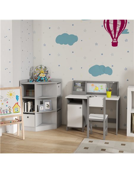 HOMCOM Toddler Activity Station: Table & Chair Set with Dry Erase Top, 2 Piece, Grey 312-089V00GY - pic 92872 | FastDaddyshop