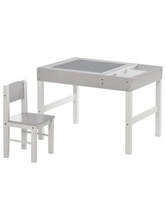 ZONEKIZ Kids Table and Chair Set, with Storage Space - Grey 312-090V00GY