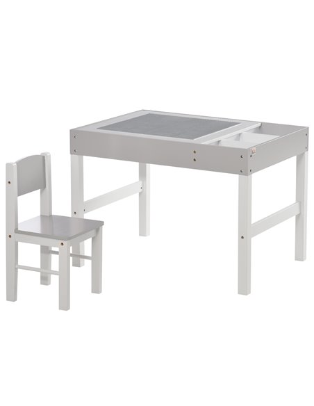 ZONEKIZ Kids Table and Chair Set, with Storage Space - Grey 312-090V00GY - pic 92873 | FastDaddyshop