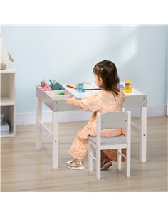 ZONEKIZ Kids Table and Chair Set, with Storage Space - Grey 312-090V00GY 2