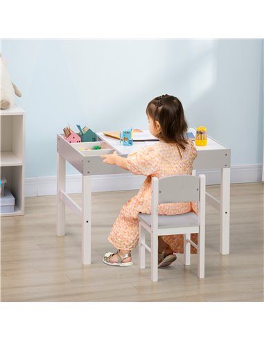 ZONEKIZ Kids Table and Chair Set, with Storage Space - Grey 312-090V00GY