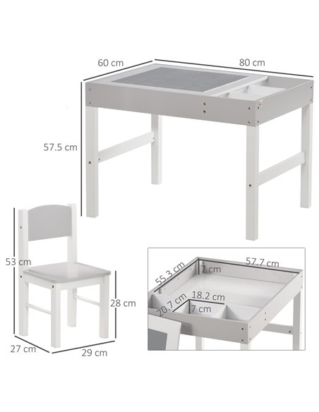 ZONEKIZ Kids Table and Chair Set, with Storage Space - Grey 312-090V00GY - pic 92875 | FastDaddyshop