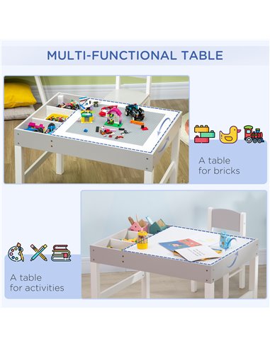 ZONEKIZ Kids Table and Chair Set, with Storage Space - Grey 312-090V00GY