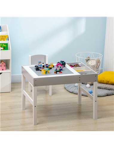 ZONEKIZ Kids Table and Chair Set, with Storage Space - Grey 312-090V00GY