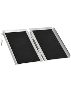 HOMCOM Portable Aluminium Wheelchair Ramp 2ft for Mobility Assistance with Carry Handle, Locking Chain, Folding Design, Silver 7