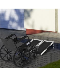 HOMCOM Portable Aluminium Wheelchair Ramp 2ft for Mobility Assistance with Carry Handle, Locking Chain, Folding Design, Silver 7 2