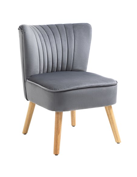 HOMCOM Modern Accent Chair, Fabric Living Room Chair with Rubber Wood Legs and Thick Padding, Grey 833-811V71GY - pic 92900 | FastDaddyshop