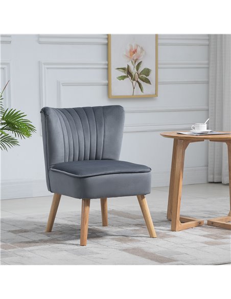 HOMCOM Modern Accent Chair, Fabric Living Room Chair with Rubber Wood Legs and Thick Padding, Grey 833-811V71GY - pic 92901 | FastDaddyshop