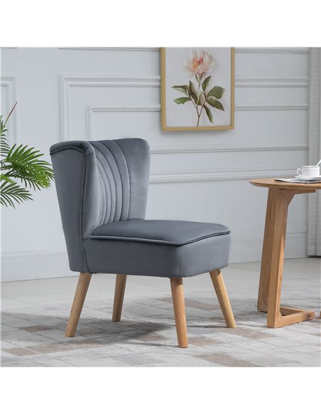 HOMCOM Modern Accent Chair, Fabric Living Room Chair with Rubber Wood Legs and Thick Padding, Grey 833-811V71GY - pic 92905 | FastDaddyshop