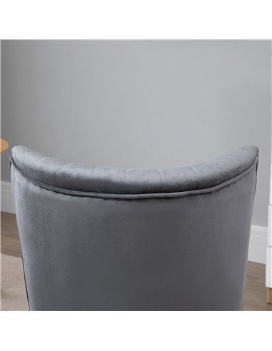 HOMCOM Modern Accent Chair, Fabric Living Room Chair with Rubber Wood Legs and Thick Padding, Grey 833-811V71GY
