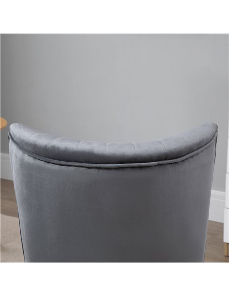 HOMCOM Modern Accent Chair, Fabric Living Room Chair with Rubber Wood Legs and Thick Padding, Grey 833-811V71GY - pic 92906 | FastDaddyshop