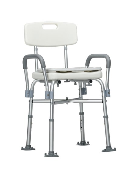 HOMCOM Shower Stool: Adjustable Aluminium Bath Chair with Backrest, Armrests, Detachable Padded Seat, Non-Slip, Whitewater 713-1 - pic 92909 | FastDaddyshop