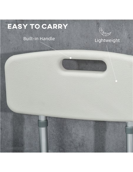 HOMCOM Shower Stool: Adjustable Aluminium Bath Chair with Backrest, Armrests, Detachable Padded Seat, Non-Slip, Whitewater 713-1 - pic 92915 | FastDaddyshop