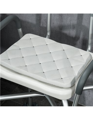 HOMCOM Shower Stool: Adjustable Aluminium Bath Chair with Backrest, Armrests, Detachable Padded Seat, Non-Slip, Whitewater 713-1