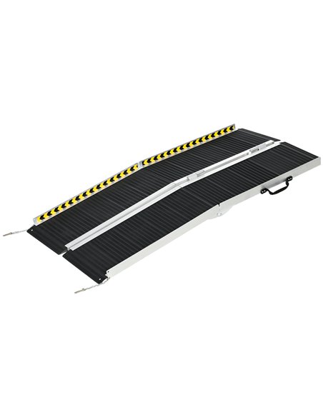 HOMCOM Wheelchair Ramp, 152L x 73Wcm, 272KG Capacity, Folding Aluminium Threshold Ramp w/ Non-Skid Surface, Transition Plates fo - pic 92918 | FastDaddyshop